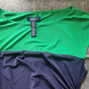 Chaps Green and Navy Women's Midi Dress